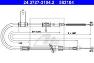 24.3727-3104.2 - Linka hamulca ręcznego ATE /tył P/ HYUNDAI ACCENT 02-05