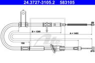 24.3727-3105.2 - Linka hamulca ręcznego ATE /tył L/ HYUNDAI ACCENT 02-05