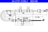 24.3727-3109.2 - Linka hamulca ręcznego ATE /tył L/ HYUNDAI SANTA FE 01-06