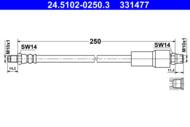 24.5102-0250.3 - Przewód hamulcowy elastyczny ATE /tył/ VAG A8 94-98