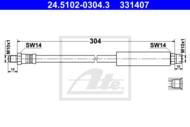 24.5102-0304.3 - Przewód hamulcowy elastyczny ATE /przód/ BMW 3 E30 82-92