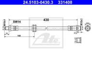 24.5103-0430.3 - Przewód hamulcowy elastyczny ATE /przód/ BMW 3 E36 90-00