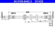 24.5105-0442.3 - Przewód hamulcowy elastyczny ATE /przód/ VAG GOLF III 91-97