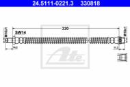 24.5111-0221.3 - Przewód hamulcowy elastyczny ATE /tył/ OPEL VIVARO 01-