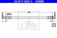 24.5111-0241.3 - Przewód hamulcowy elastyczny ATE /przód/ RENAULT CLIO I