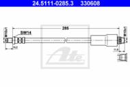 24.5111-0285.3 - Przewód hamulcowy elastyczny ATE /P/ RENAULT SAFRANE 92-00