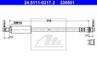 24.5111-0317.3 - Przewód hamulcowy elastyczny ATE RENAULT VEL SATIS 02-