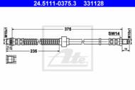 24.5111-0375.3 - Przewód hamulcowy elastyczny ATE /P/ PSA XANTIA 93-01
