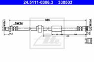24.5111-0386.3 - Przewód hamulcowy elastyczny ATE /przód/ OPEL VIVARO 01-