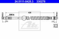 24.5111-0425.3 - Przewód hamulcowy elastyczny ATE /przód/ PSA ZX 91-97