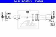24.5111-0535.3 - Przewód hamulcowy elastyczny ATE /przód/ PSA 406 01-04