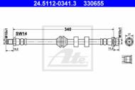 24.5112-0341.3 - Przewód hamulcowy elastyczny ATE /przód/ FORD FOCUS 98-04