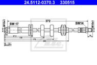24.5112-0370.3 - Przewód hamulcowy elastyczny ATE /przód P/ FIAT PUNTO 93-00