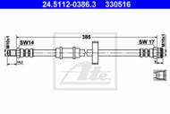 24.5112-0386.3 - Przewód hamulcowy elastyczny ATE /przód/ FIAT UNO 89-95