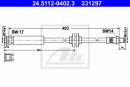 24.5112-0402.3 - Przewód hamulcowy elastyczny ATE /przód/ OPEL CORSA D 06-