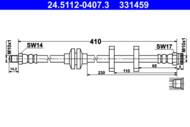 24.5112-0407.3 - Przewód hamulcowy elastyczny ATE /przód/ FIAT BRAVO II 07-