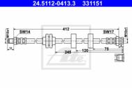24.5112-0413.3 - Przewód hamulcowy elastyczny ATE /przód/ FIAT BRAVO II 07-