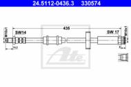 24.5112-0436.3 - Przewód hamulcowy elastyczny ATE FIAT/PSA