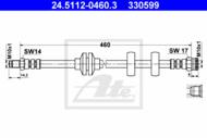 24.5112-0460.3 - Przewód hamulcowy elastyczny ATE /przód/ FIAT PALIO 97-06