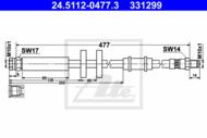 24.5112-0477.3 - Przewód hamulcowy elastyczny ATE /P/ FIAT DUCATO 01-06