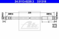 24.5113-0220.3 - Przewód hamulcowy elastyczny ATE VAG A4 QUATTRO 94-01