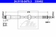 24.5118-0470.3 - Przewód hamulcowy elastyczny ATE PSA