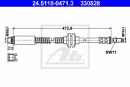 24.5118-0471.3 - Przewód hamulcowy elastyczny ATE PSA JUMPY/EVASION/806/ EXPERT 500mm /FIAT SCUDO/ULUSSE