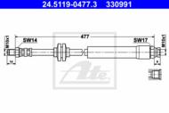 24.5119-0477.3 - Przewód hamulcowy elastyczny ATE /przód/ FIAT PANDA 4X4 04-