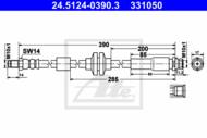 24.5124-0390.3 - Przewód hamulcowy elastyczny ATE /tył/ VOLVO S40 II 04-12