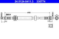 24.5124-0411.3 - Przewód hamulcowy elastyczny ATE /tył/ FORD FOCUS 01-04