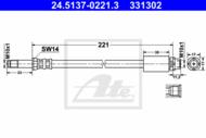 24.5137-0221.3 - Przewód hamulcowy elastyczny ATE /tył/ BMW 3 E90 04-
