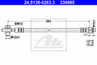 24.5138-0263.3 - Przewód hamulcowy elastyczny ATE /tył/ VAG A4 00-08