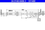 24.5140-0406.3 - Przewód hamulcowy elastyczny ATE /tył/ VAG A4 ALLROAD 09-16 T