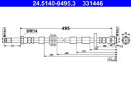 24.5140-0495.3 - Przewód hamulcowy elastyczny ATE 