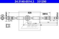 24.5140-0514.3 - Przewód hamulcowy elastyczny ATE /przód/ VAG T5 03-