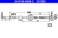 24.5140-0540.3 - Przewód hamulcowy elastyczny ATE /przód/ VAG AMAROK 10-