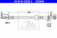 24.5141-0320.3 - Przewód hamulcowy elastyczny ATE /przód/ FORD TRANSIT 06-14 M10x1 370mm