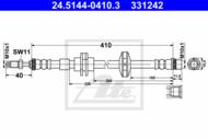 24.5144-0410.3 - Przewód hamulcowy elastyczny ATE /P/ RENAULT LAGUNA III 07-