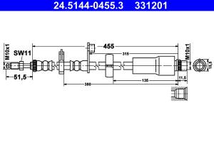 24.5144-0455.3 - Przewód hamulcowy elastyczny ATE /przód/ FIAT SCUDO 07-