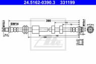 24.5162-0390.3 - Przewód hamulcowy elastyczny ATE /przód/ FORD MONDEO 07-