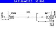 24.5166-0325.3 - Przewód hamulcowy elastyczny ATE /P/ VAG FELICIA 96-01