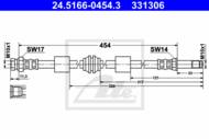 24.5166-0454.3 - Przewód hamulcowy elastyczny ATE /przód/ VAG SHARAN 95-00
