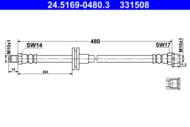 24.5169-0480.3 - Przewód hamulcowy elastyczny ATE /przód/ BMW X5 E53 00-07