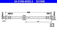 24.5169-0555.3 - Przewód hamulcowy elastyczny ATE /przód/ BMW 7 E65/E66 01-08