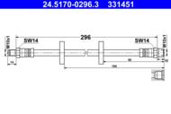 24.5170-0296.3 - Przewód hamulcowy elastyczny ATE /przód/ VAG POLO 75-94