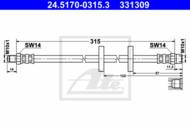 24.5170-0315.3 - Przewód hamulcowy elastyczny ATE /przód/ VAG GOLF II 83-93