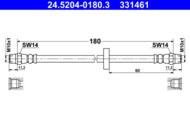 24.5204-0180.3 - Przewód hamulcowy elastyczny ATE /tył/ VAG PASSAT 84-93