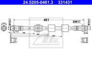 24.5205-0461.3 - Przewód hamulcowy elastyczny ATE /przód/ VAG SHARAN 00-10
