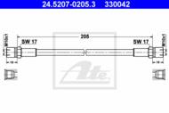 24.5207-0205.3 - Przewód hamulcowy elastyczny ATE /tył/ FIAT 126 72-90