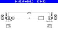24.5237-0288.3 - Przewód hamulcowy elastyczny ATE /przód/ VAG 80 89-94